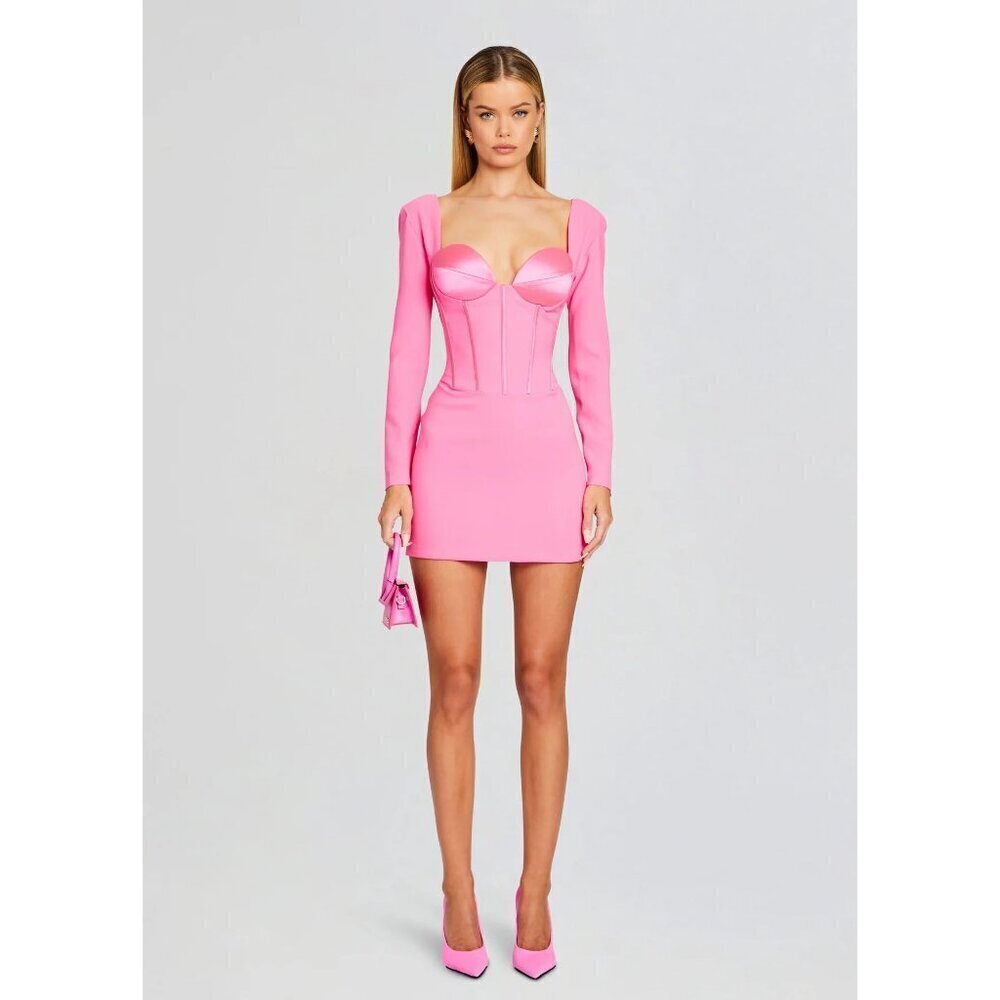 Retrofete Veronica Corset Mini Dress Hyper Pink Womens Size XS